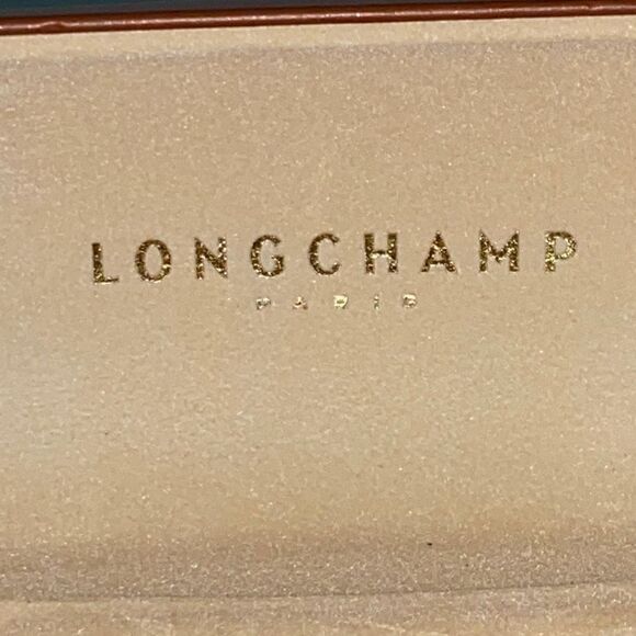 Longchamp Paris Sun/Glasses case brown leather hard clamshell - Picture 4 of 6